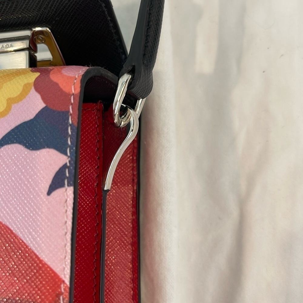 ✨Host Pick✨ NEW PRADA Runway saffiano leather purse handbag  lips floral black - Picture 9 of 11